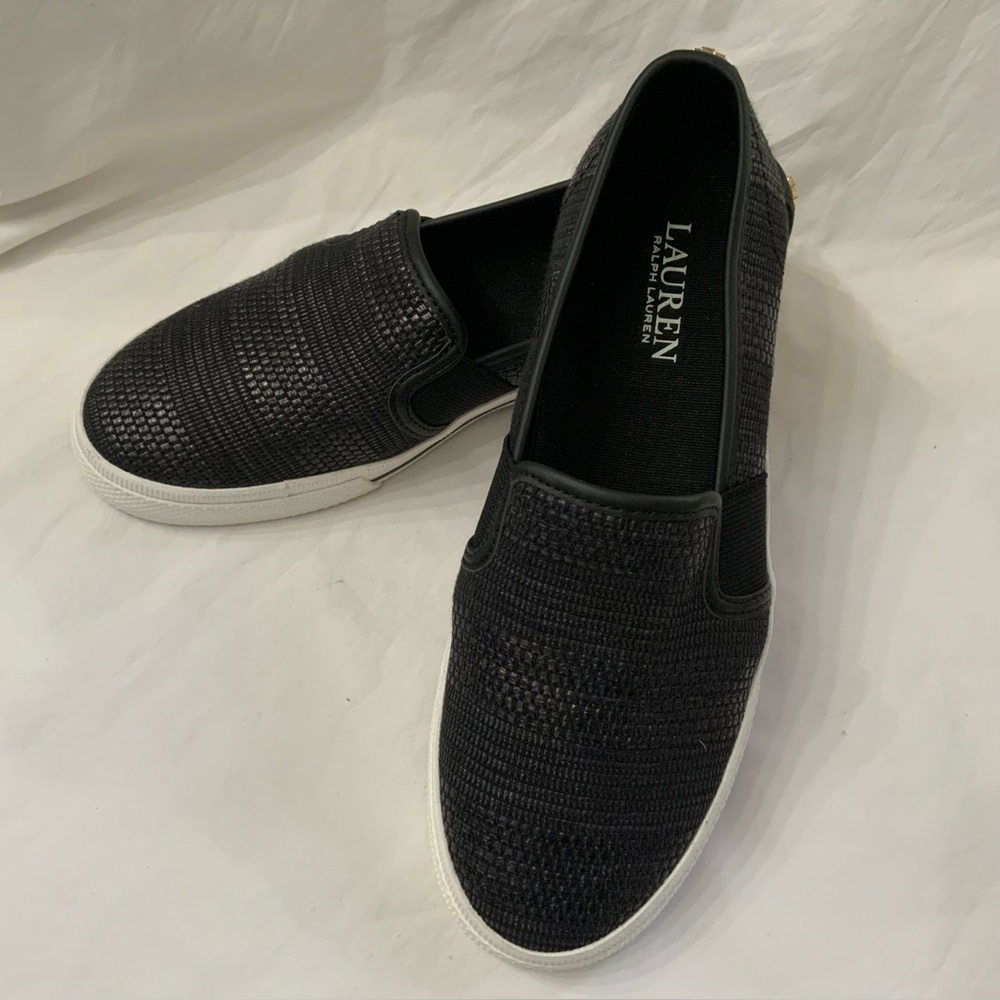 Lauren Ralph Lauren Women's Jinny Slip On Sneakers Black 6 M New Without Box